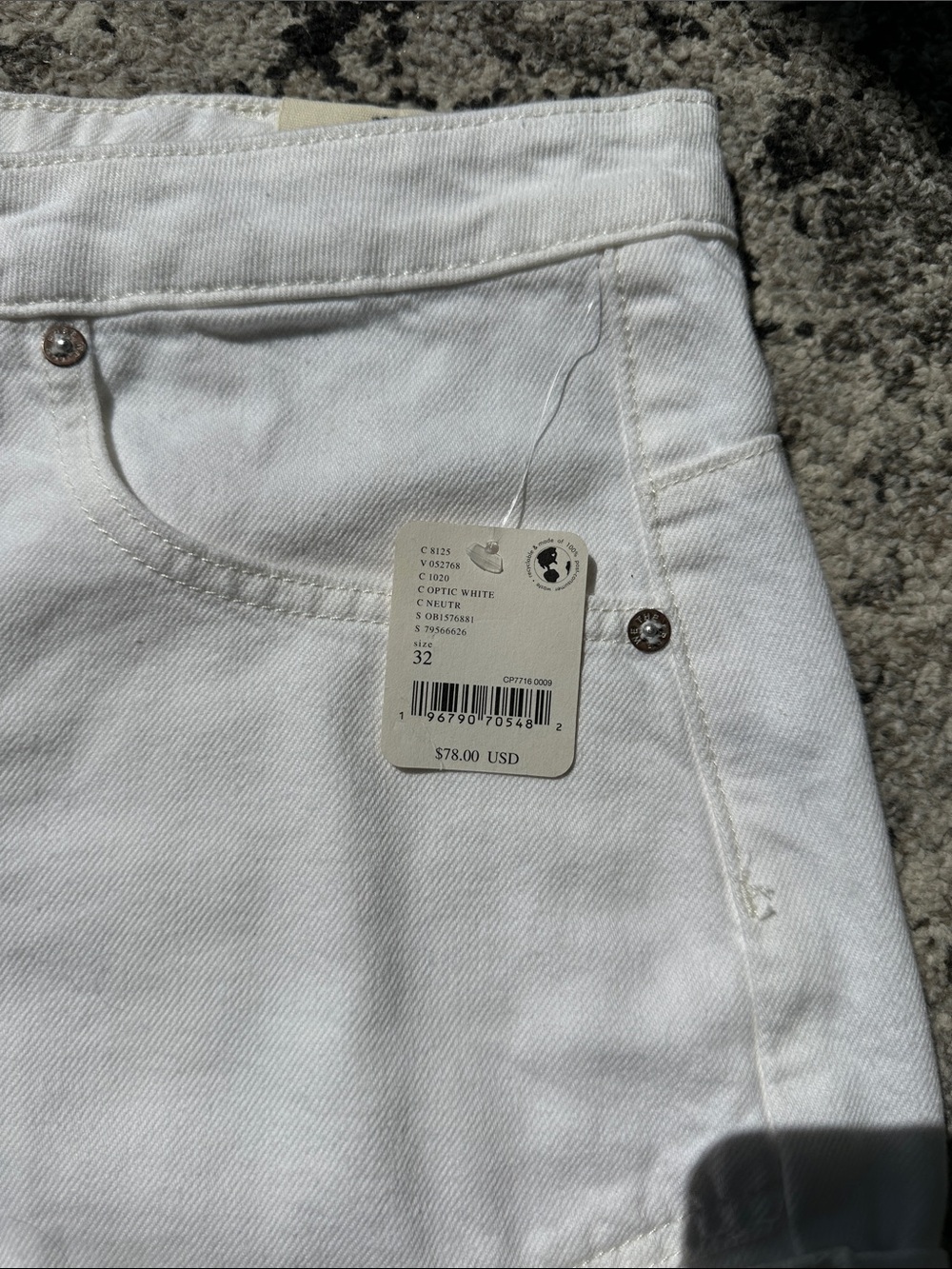 Free People White Rolled-Hem Denim Shorts - Picture 2 of 7